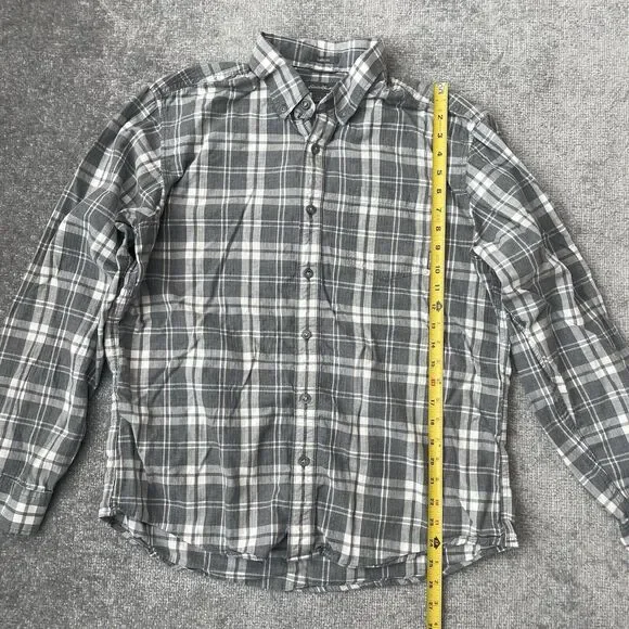 Eddie Bauer Shirt Mens Large Grey White Plaid Casual Button Up Classic Fit - Picture 6 of 7